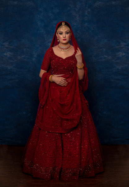 Maroon Tone On Tone Embroidery Lehnga Choli