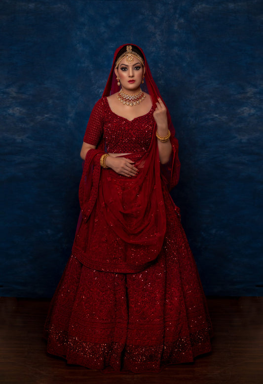 Maroon Tone On Tone Embroidery Lehnga Choli