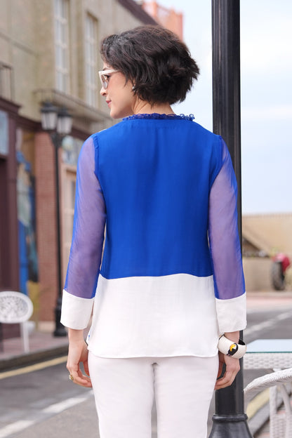 Bloom Colour Block Top - ELECTRIC BLUE