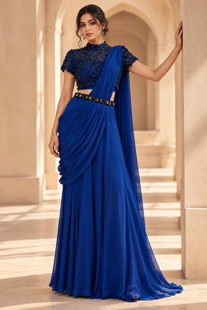 Crop Top With Sharara Saree