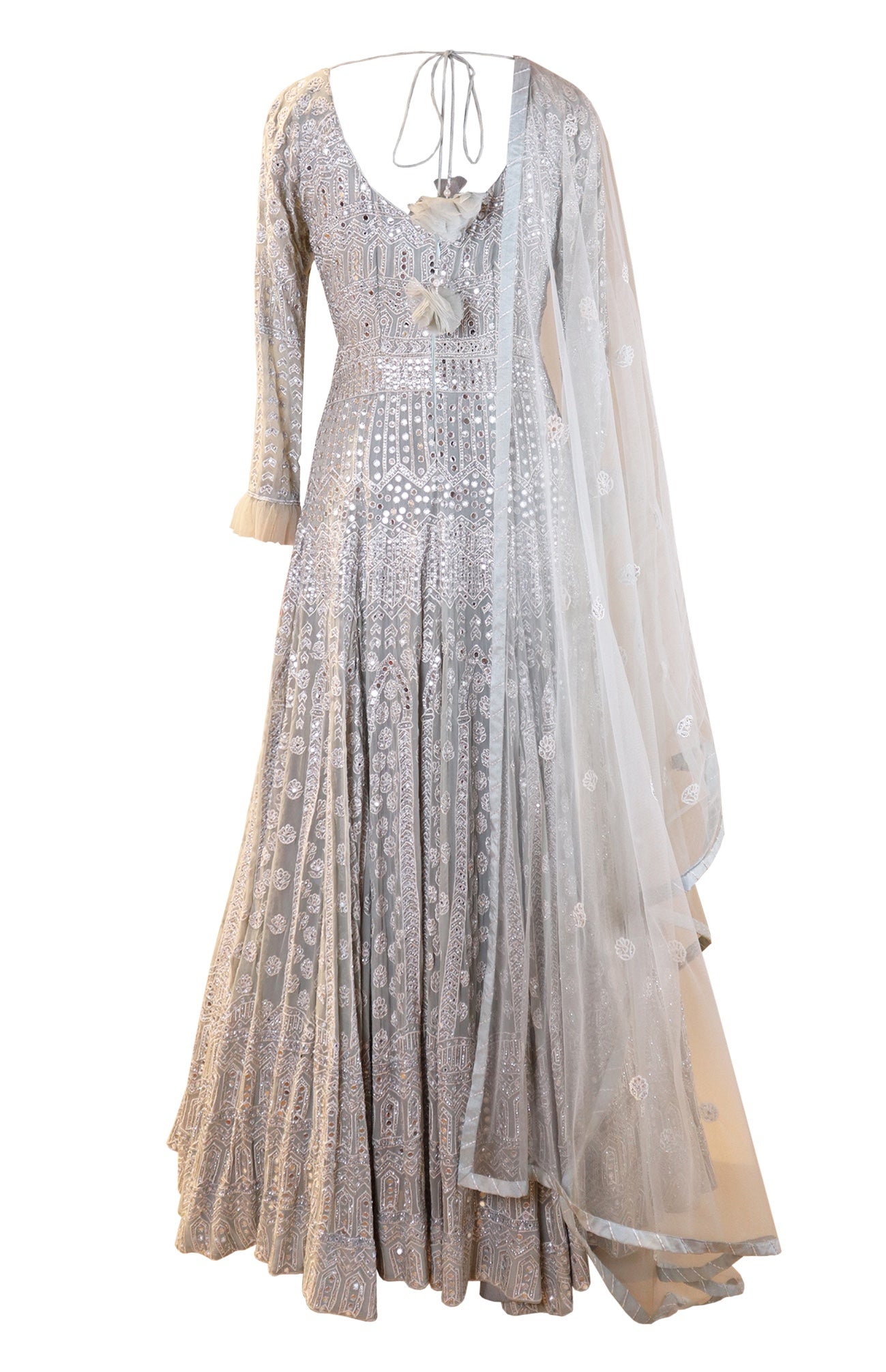 Abla Embroidery Georgette Gown - ENGLISH GREY