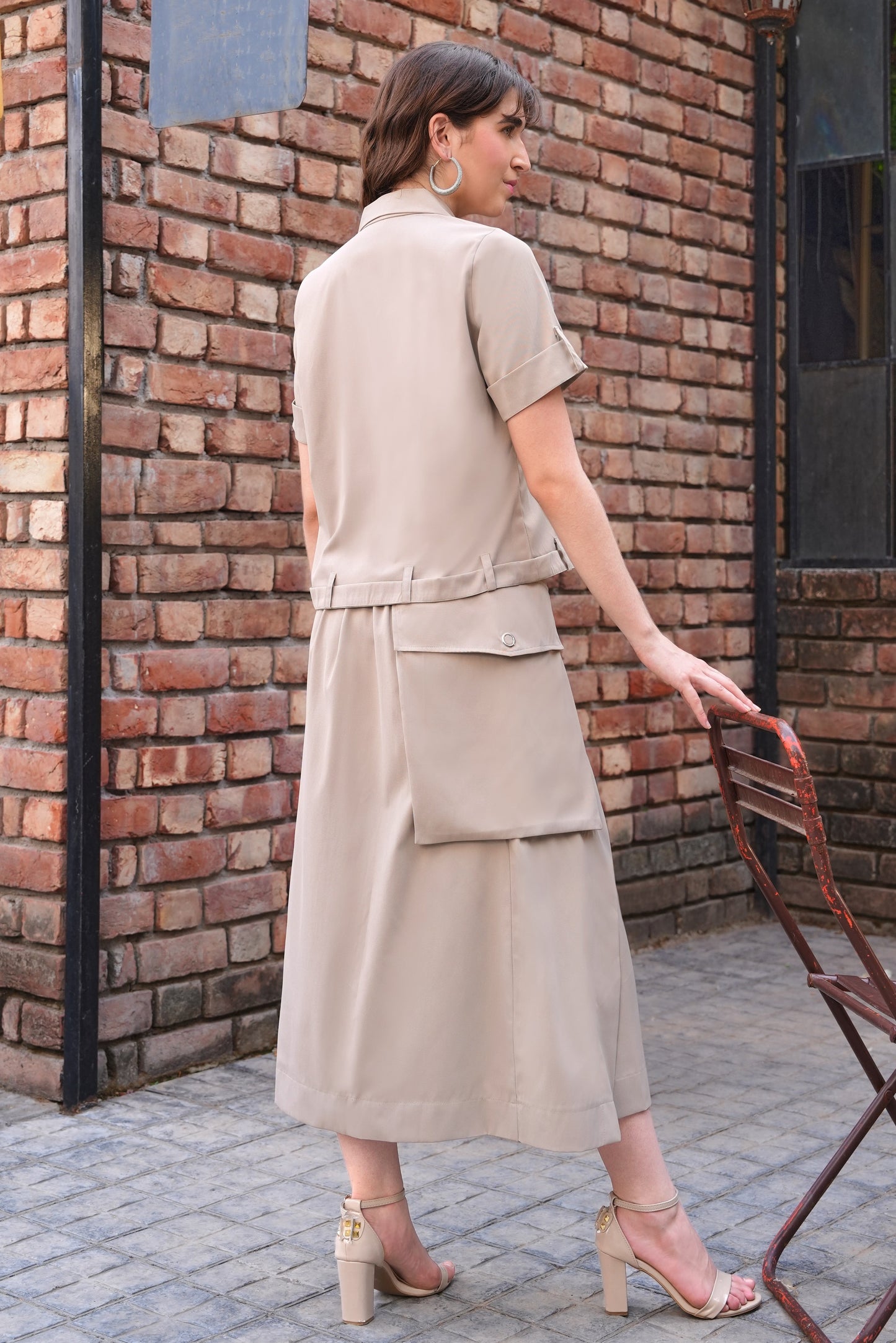Cropped Shirt With Cargo Skirt - FAWN