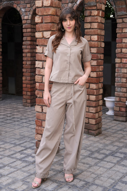 Cropped Shirt With Balloon Pants - FAWN