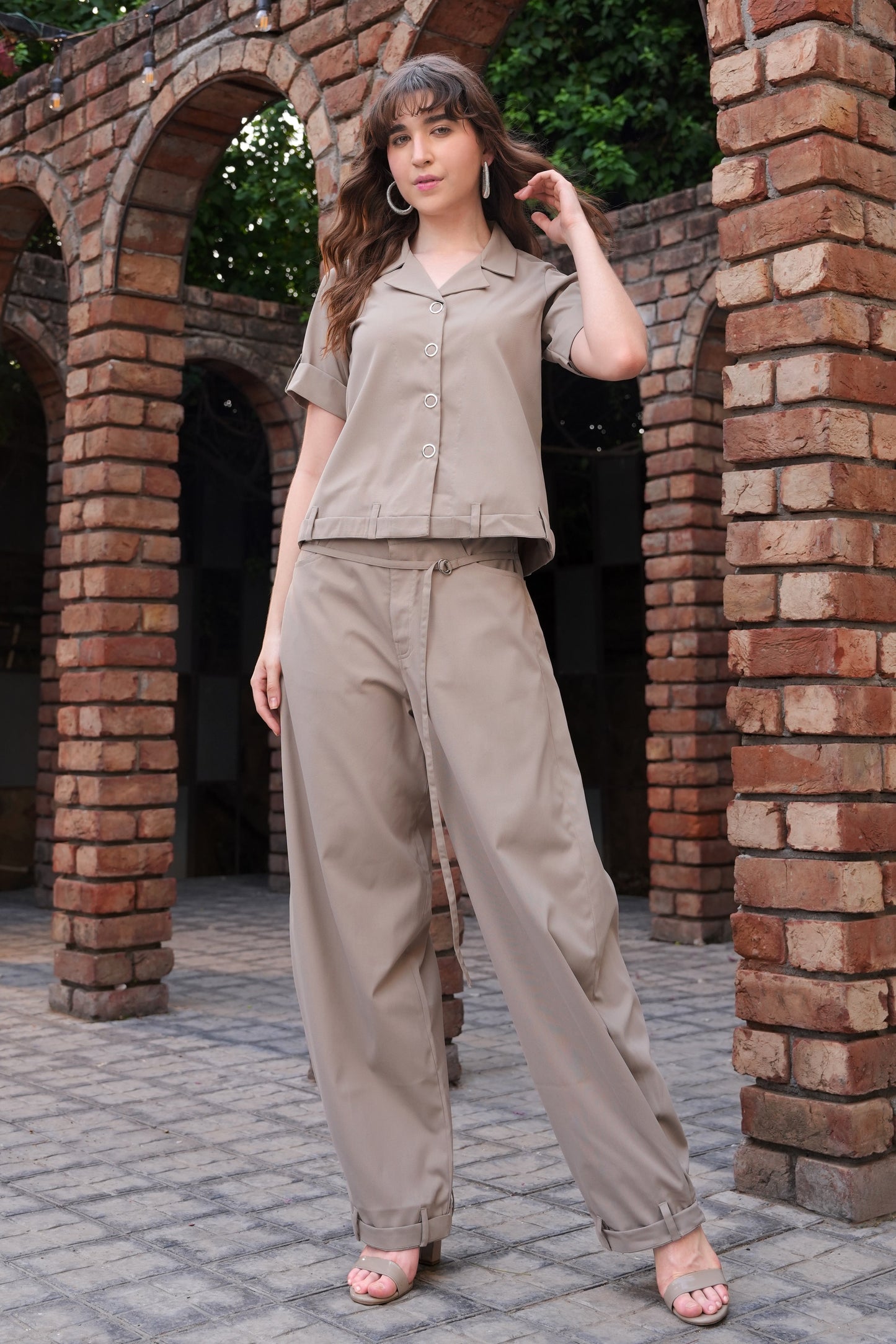 Cropped Shirt With Balloon Pants - FAWN