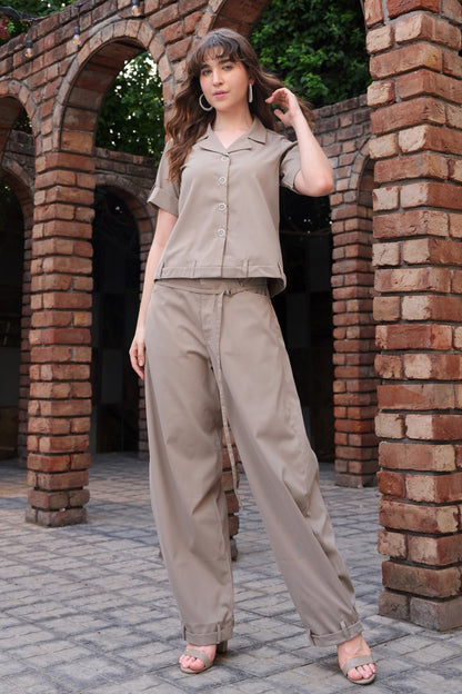 Cropped Shirt With Balloon Pants - FAWN