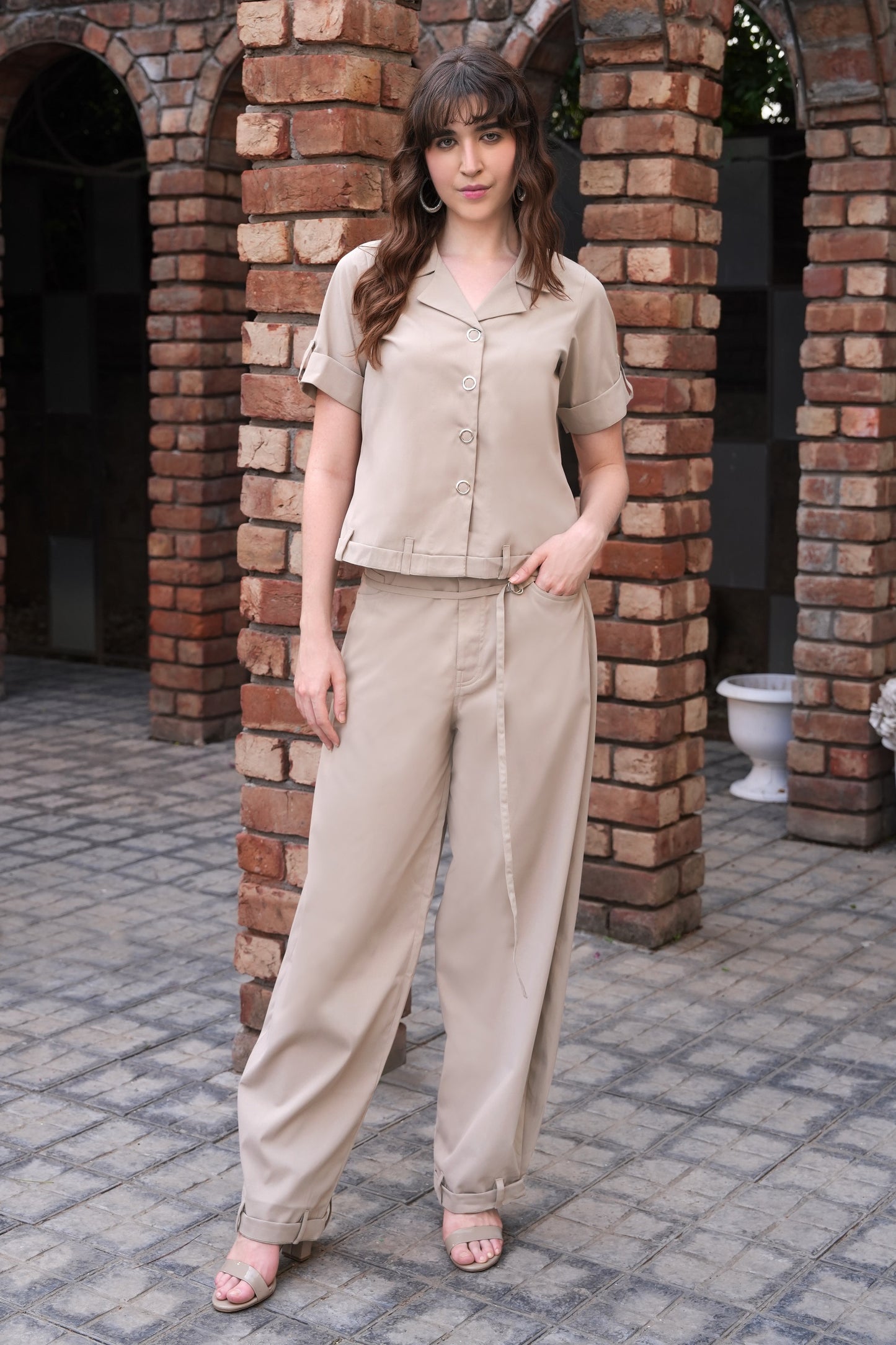 Cropped Shirt With Balloon Pants - FAWN