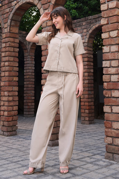 Cropped Shirt With Balloon Pants - FAWN