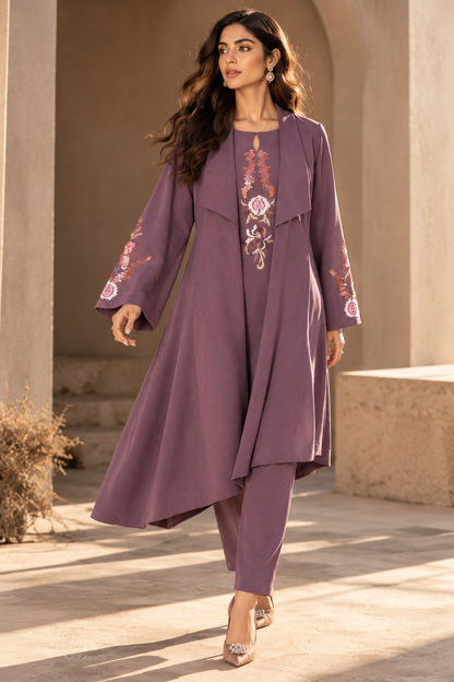 Rose Asymmetric Jacket Style Kurta Set