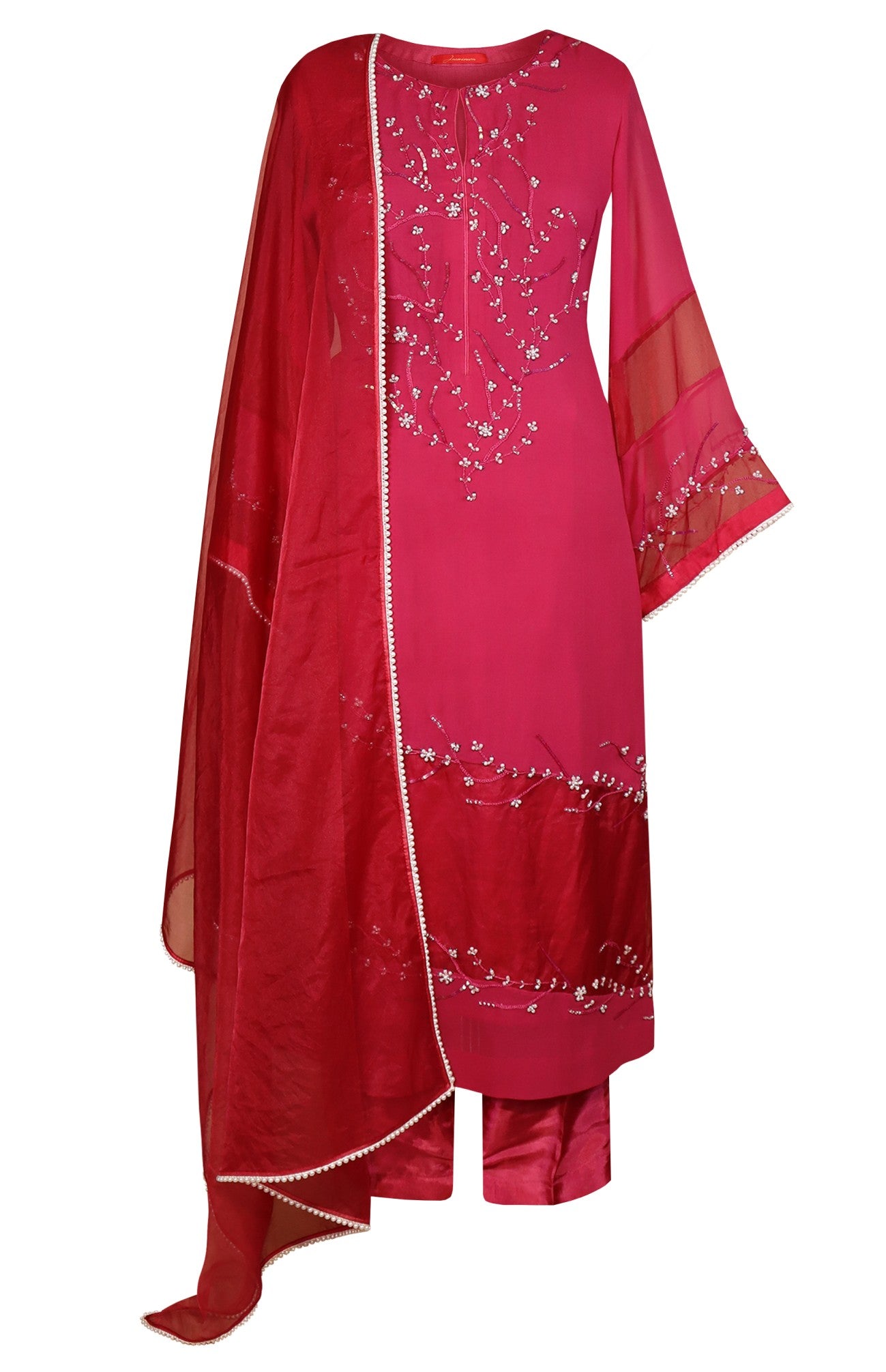 Georgette Suit With Organza Block