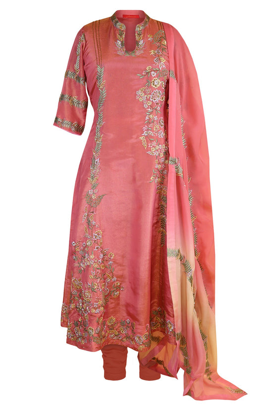 Tissue Organza Anarkali With Ombre Dupatta