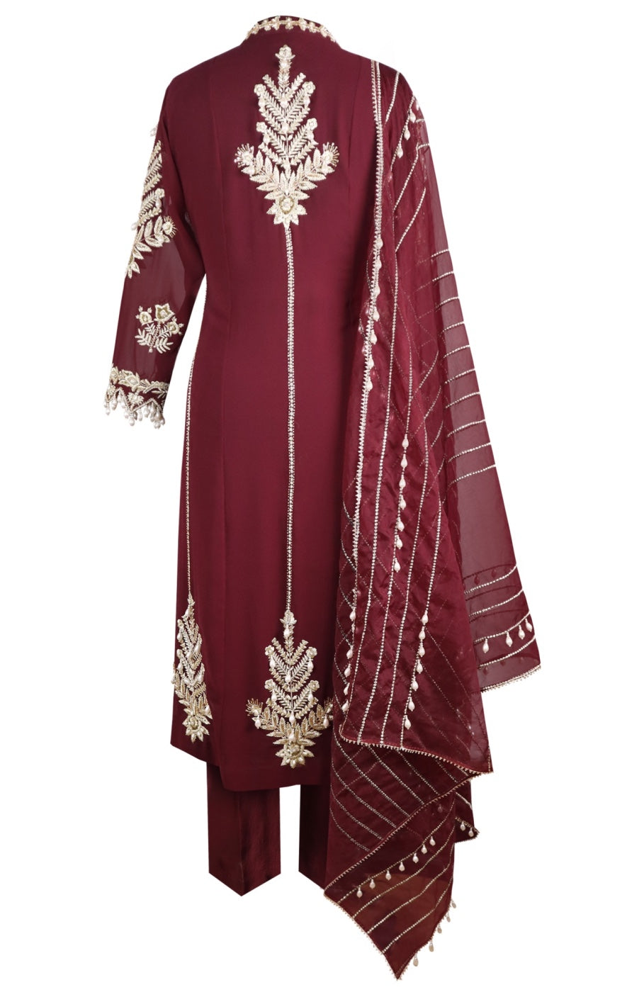 Georgette Suit With Tilla Embroidery - WINE