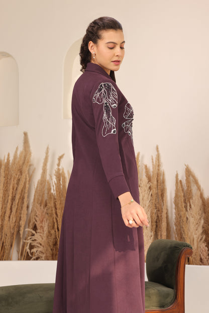 Glasswing Double Breast Kurta Set - PURPLE
