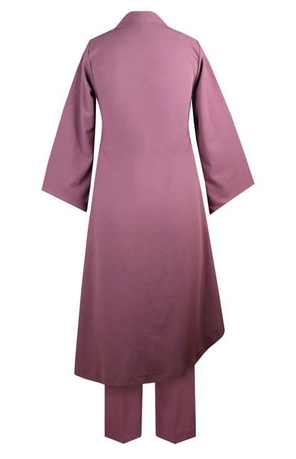 Glasswing Asymmetric Kurta Set - MAUVE