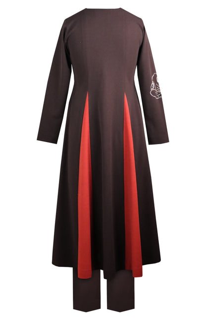 Glasswing Godets Kurta Set - BROWN