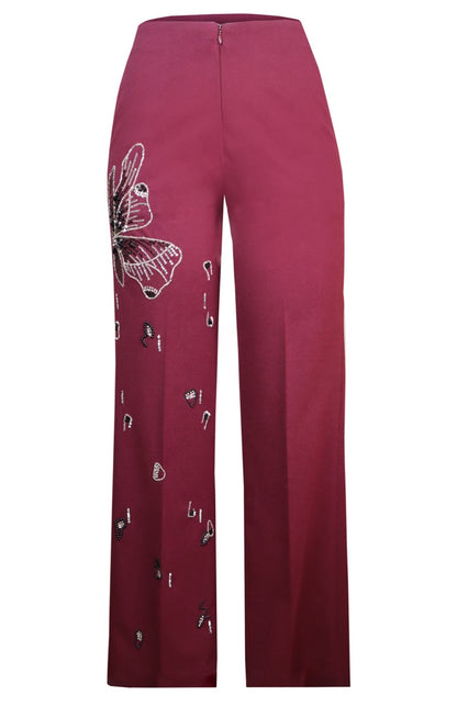 Glasswing Embroidered Pants - WINE