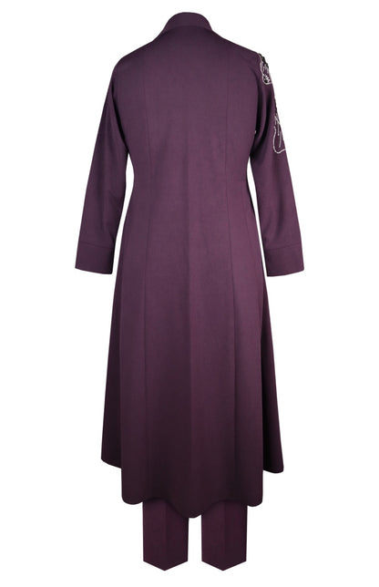Glasswing Double Breast Kurta Set - PURPLE