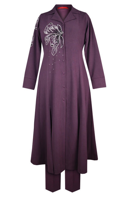 Glasswing Double Breast Kurta Set - PURPLE
