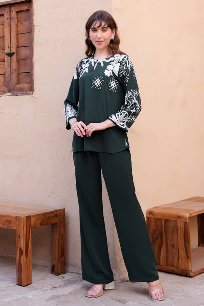 Needleleaf Embroidery Co-ord Set - GREEN