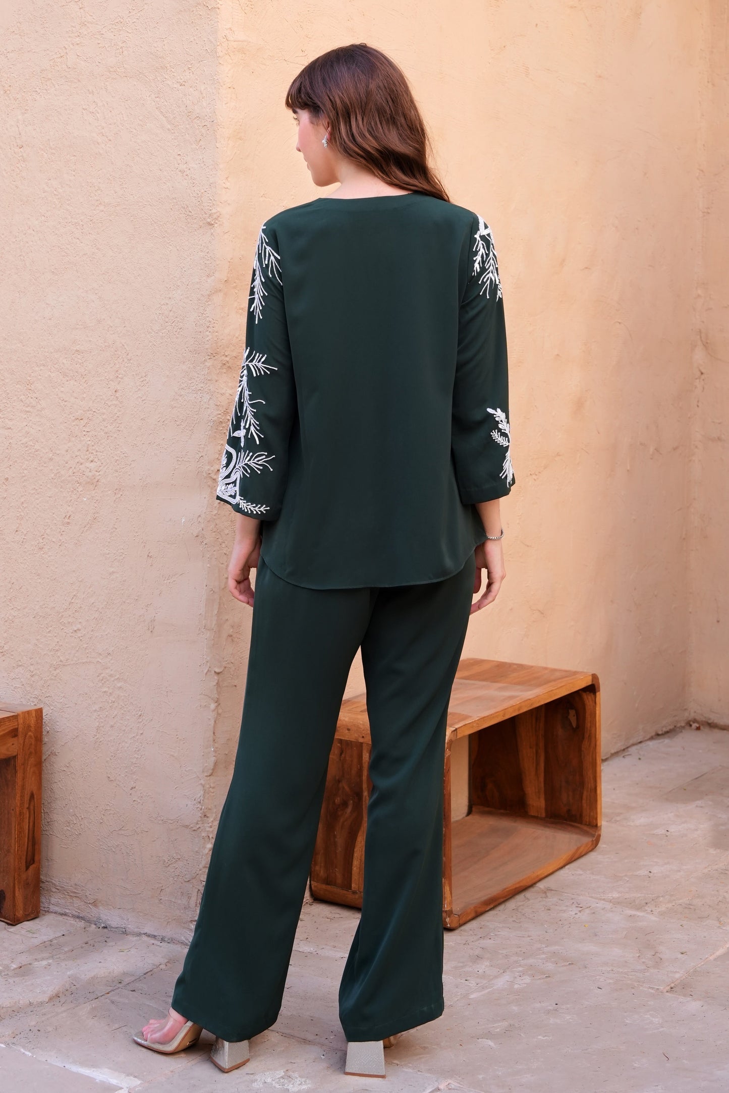 Needleleaf Embroidery Co-ord Set - GREEN