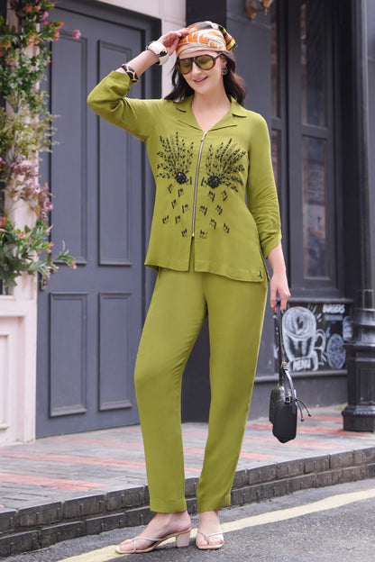 Ferns Georgette Co-ord Set - GREEN