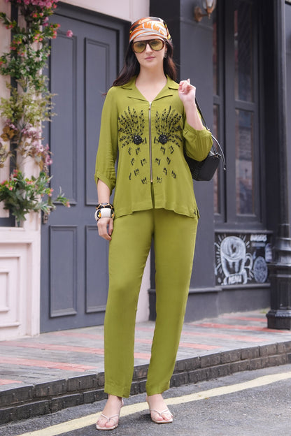 Ferns Georgette Top - GREEN