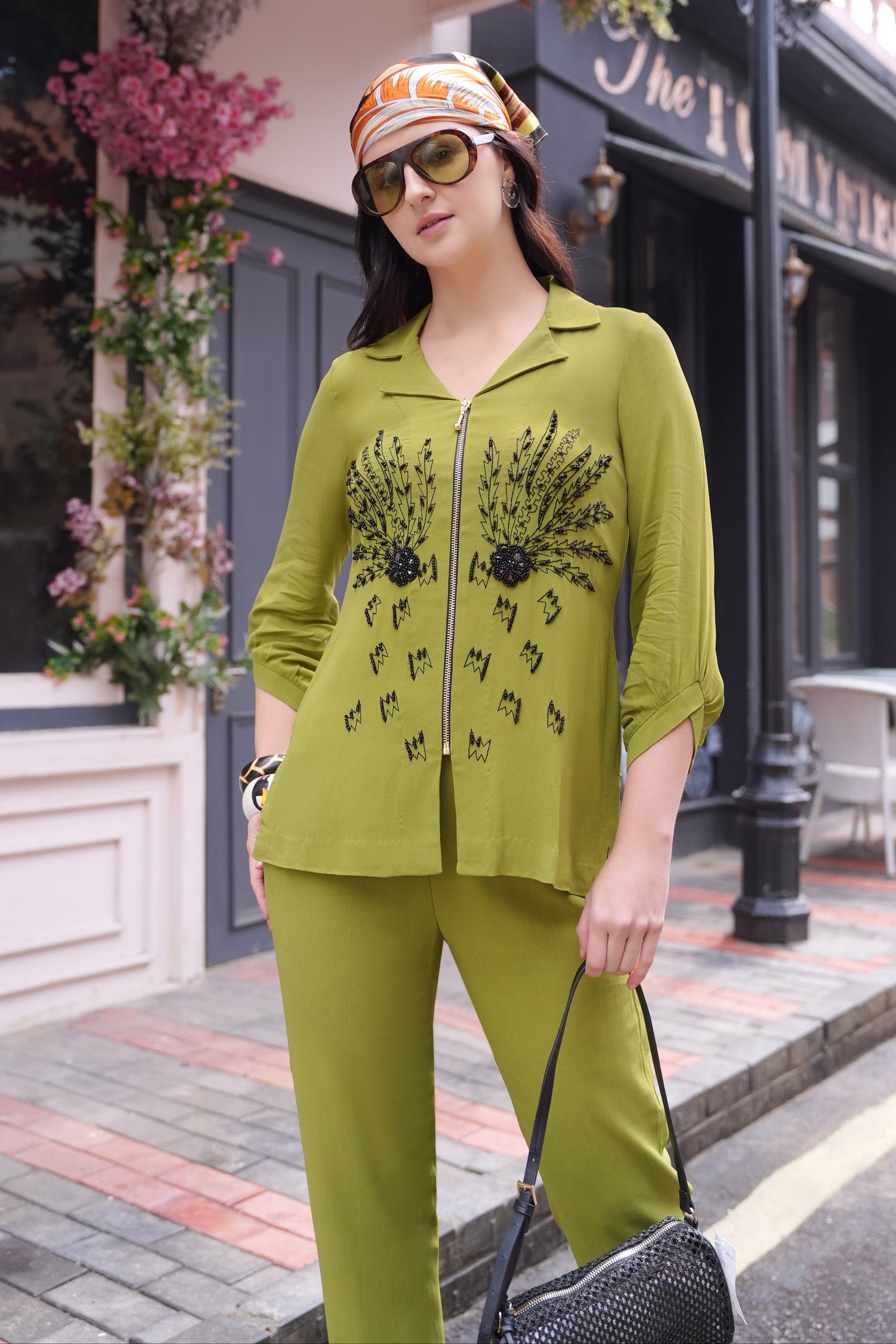 Ferns Georgette Top - GREEN