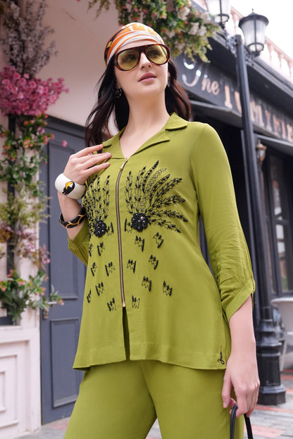 Ferns Georgette Top - GREEN