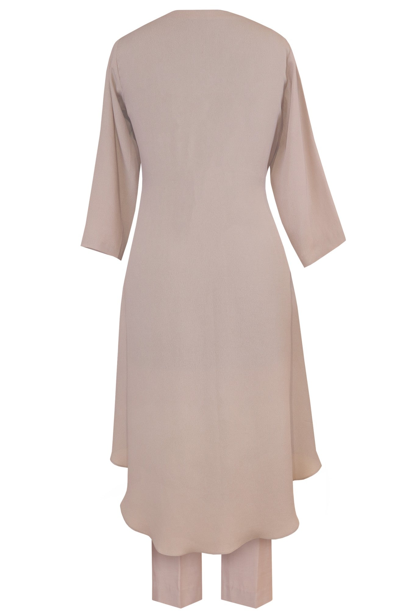 Asymmetric Kurta Set With Cutwork Embroidery