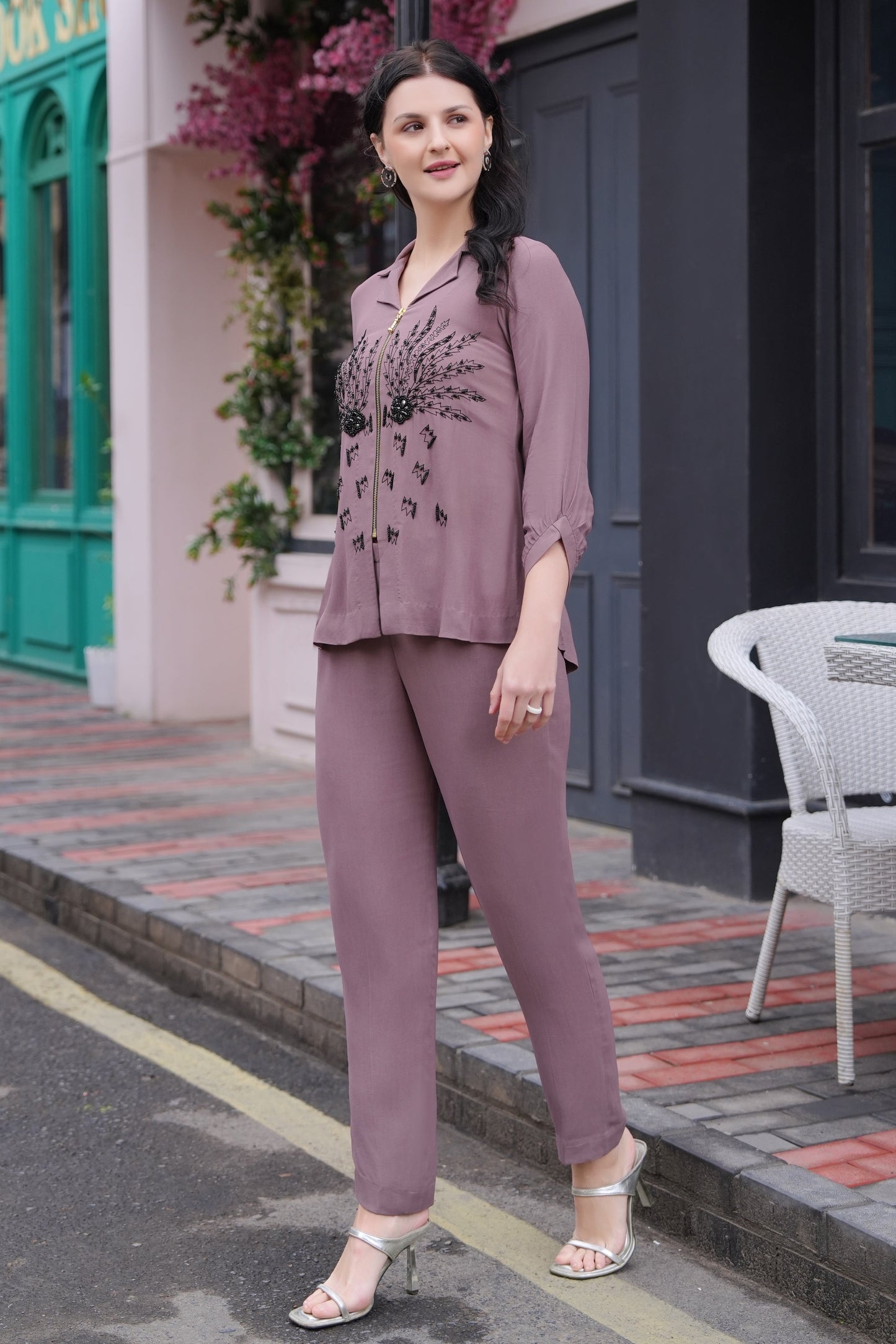 Ferns Georgette Co-ord Set - GREY