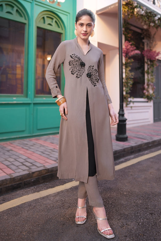 Ferns TonT Kurta Set - GREY