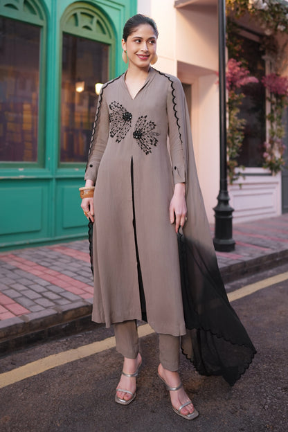 Ferns TonT Kurta Set - GREY