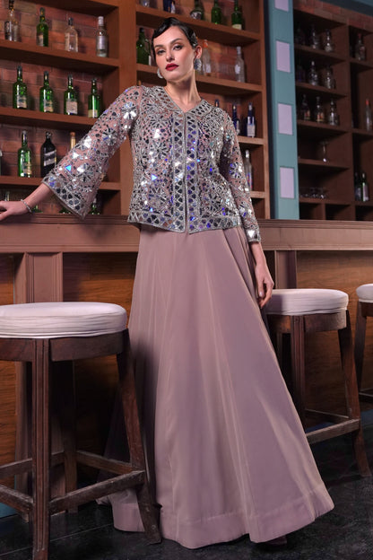 Mirror Work Jacket With Skirt