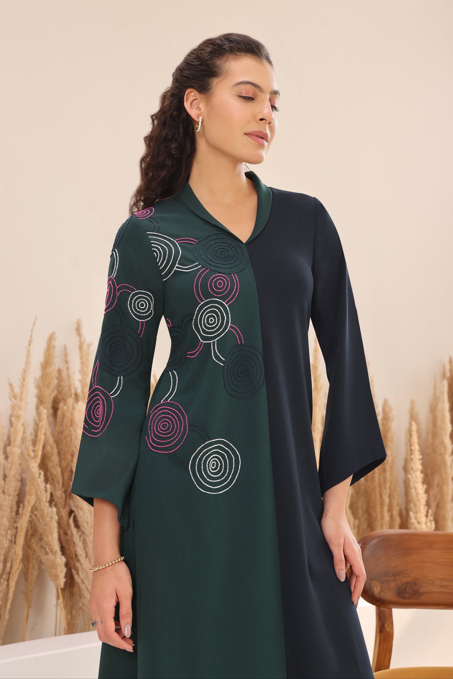 Hypnotic Dual Tone Kurta Set - GREEN/NAVY