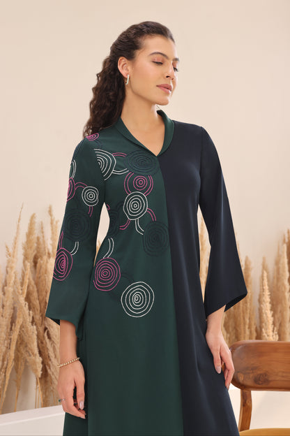 Hypnotic Dual Tone Kurta Set - GREEN/NAVY