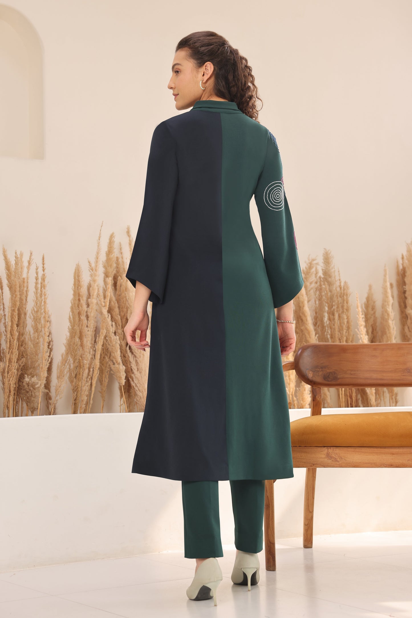 Hypnotic Dual Tone Kurta Set - GREEN/NAVY