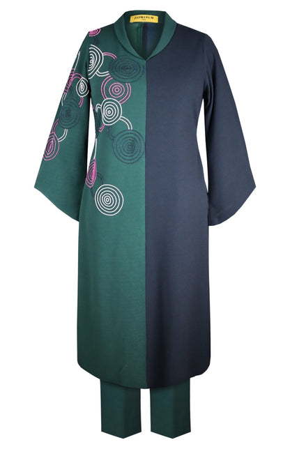Hypnotic Dual Tone Kurta Set - GREEN/NAVY