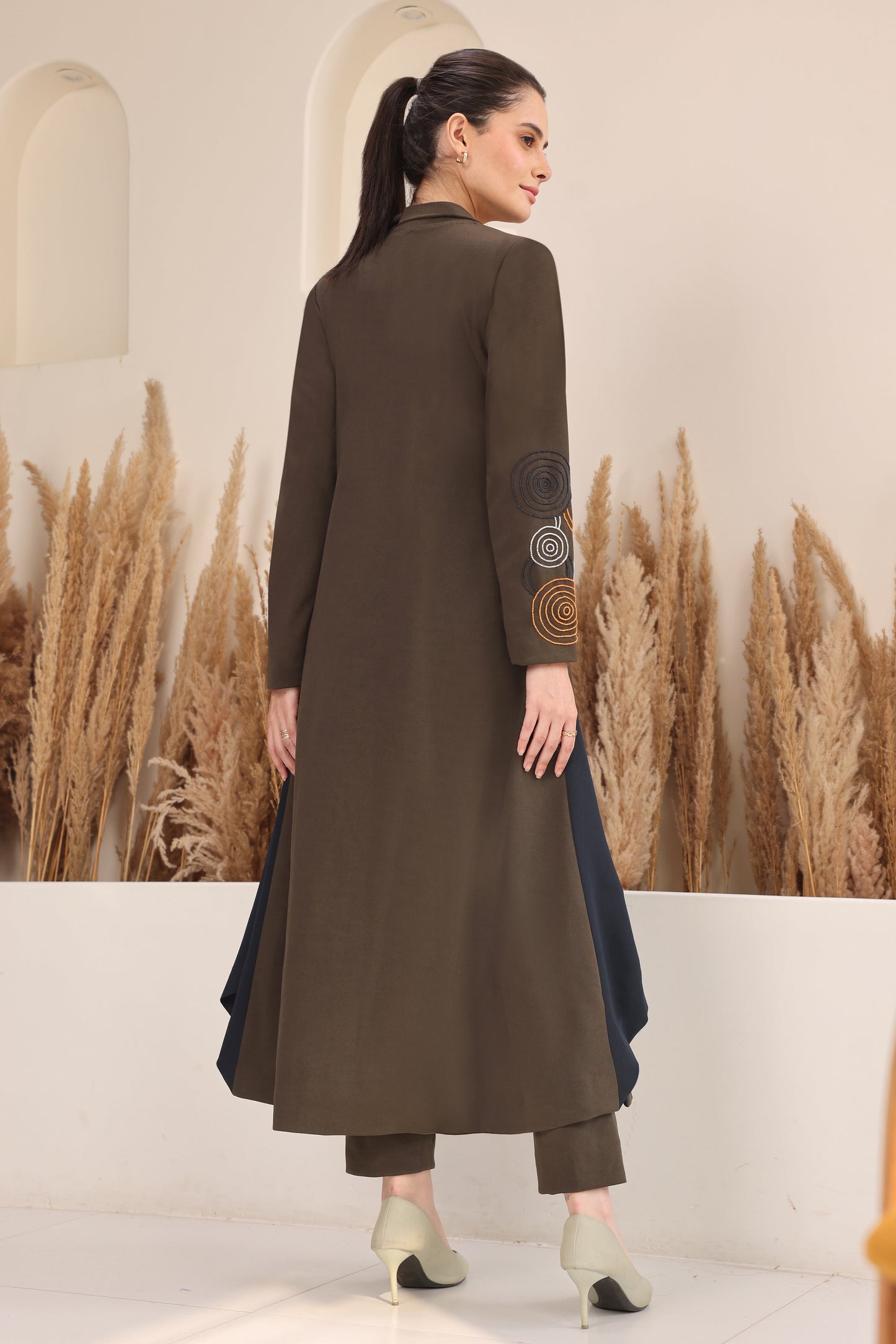 Hypnotic Double Layer Kurta Set - OLIVE