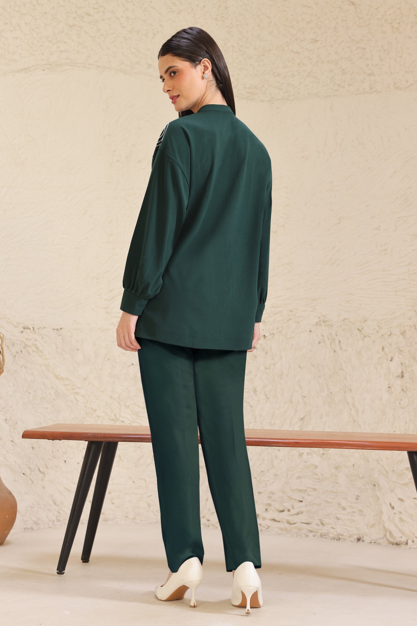 Hypnotic Oversized Co-ord Set - BOTTLE GREEN