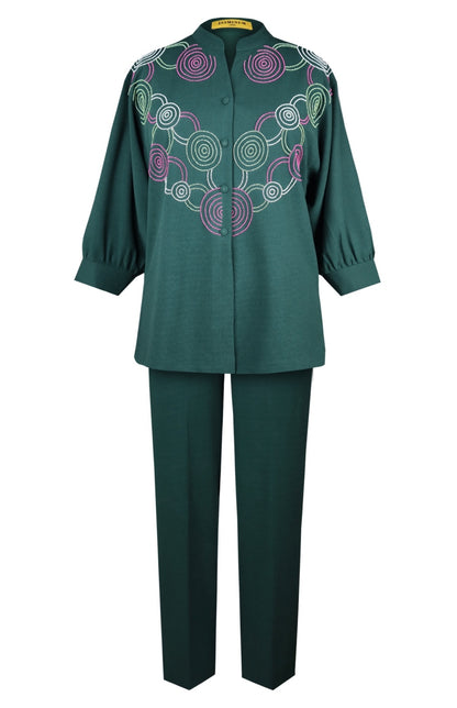 Hypnotic Oversized Co-ord Set - BOTTLE GREEN