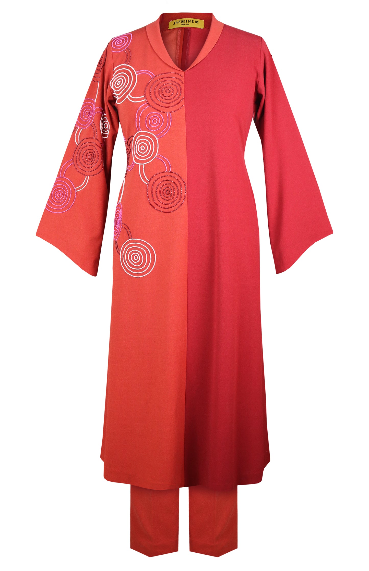 Hypnotic Dual Tone Kurta Set - RUST/RED
