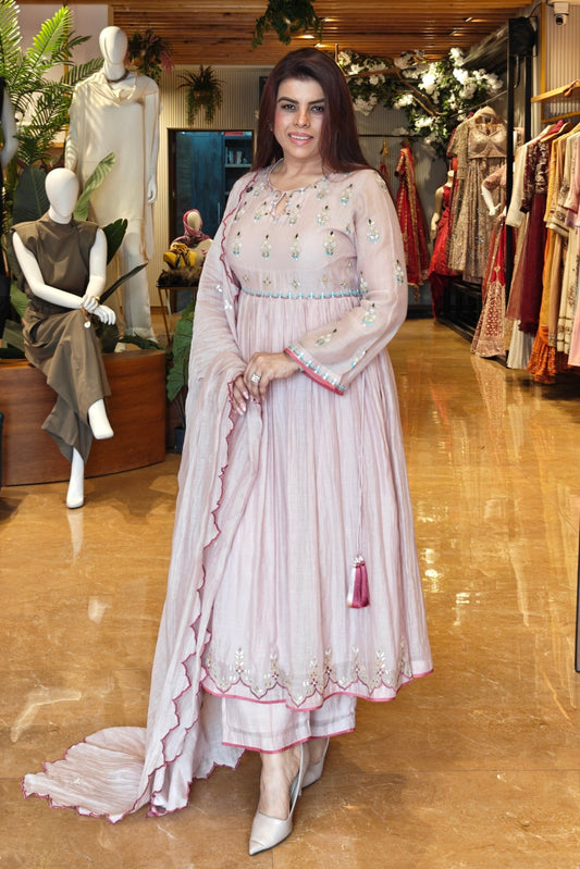 Mul Anarkali With Gota Patti Embroidery - NUDE