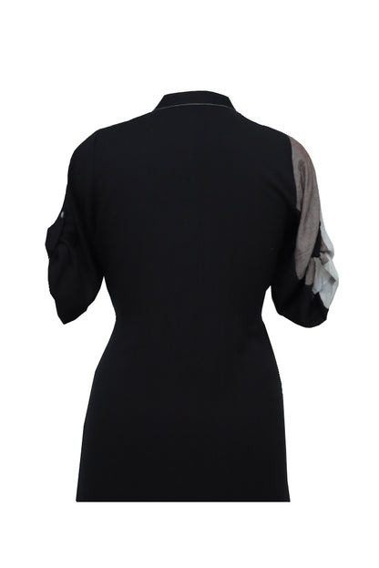 Black Colour Block Linen Shirt Kurta