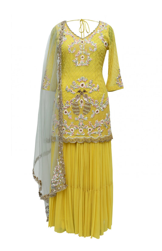 Lime Yellow Sharara Suit