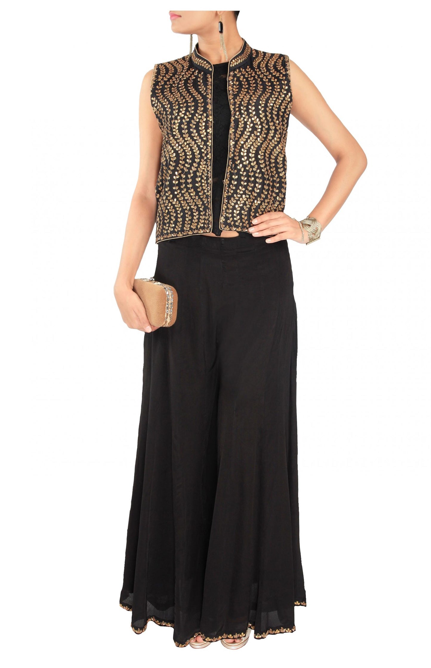 Gota Patti Embellished Jacket With Sharara