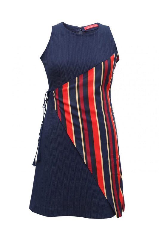 Tunic With Striped Overlap - NAVY