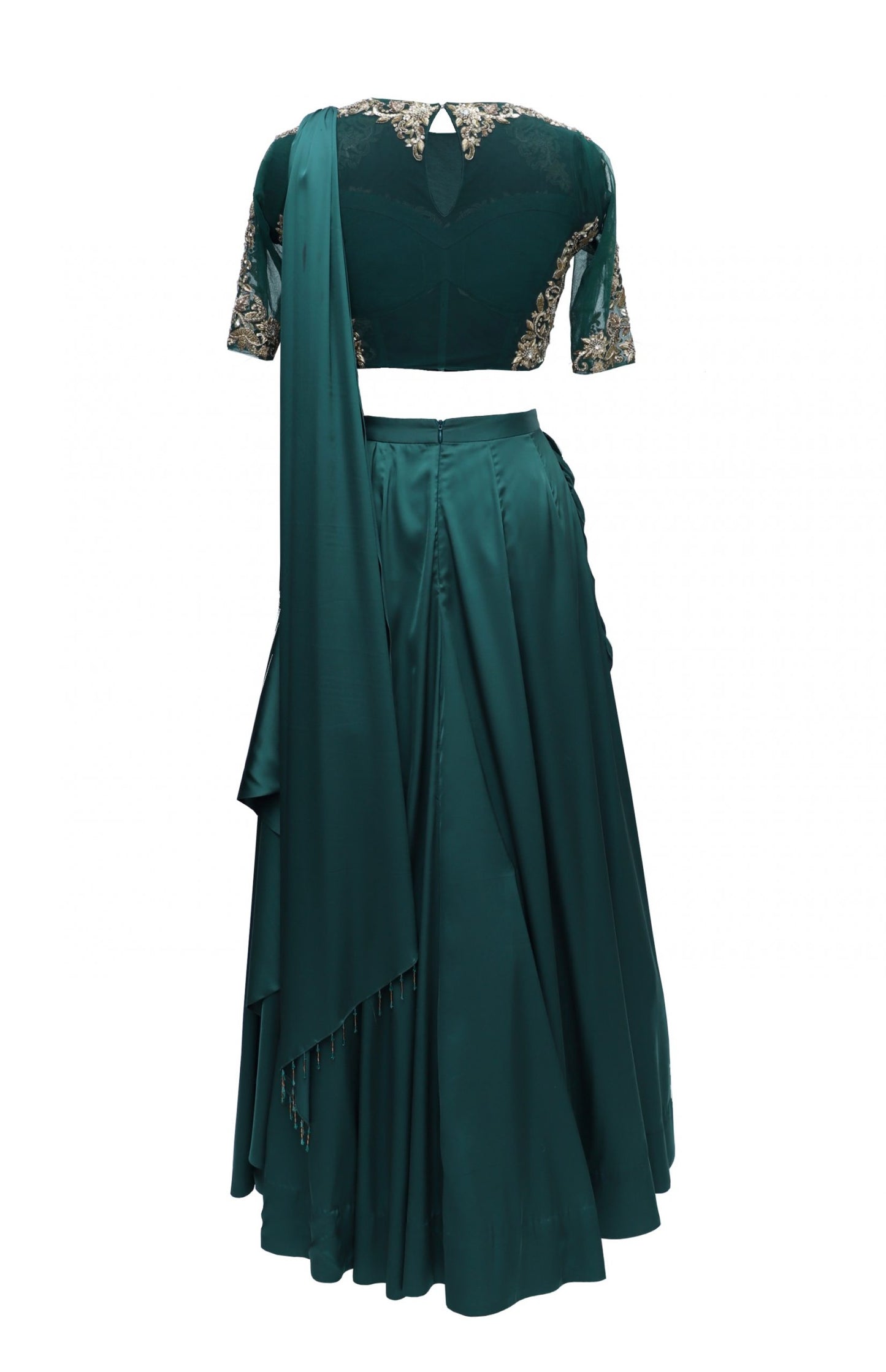 Satin Lehnga With Zardozi Embroidery