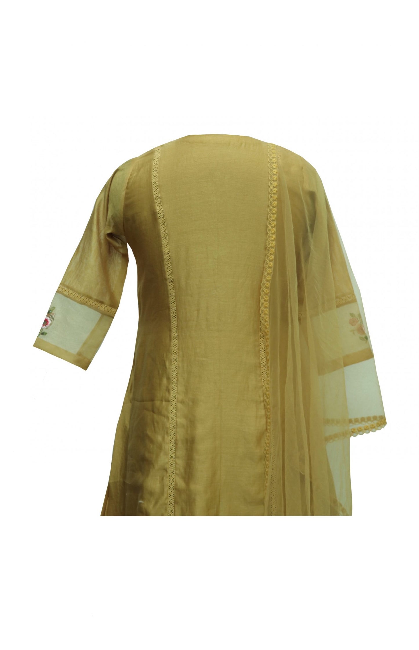 Chanderi Mal Kurta Set With Laces