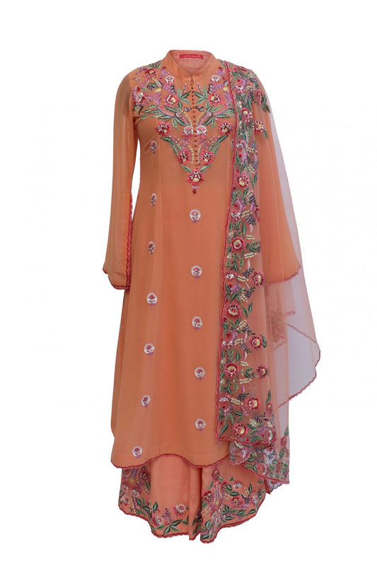 Georgette Kalidar Suit With Thread Embroidery