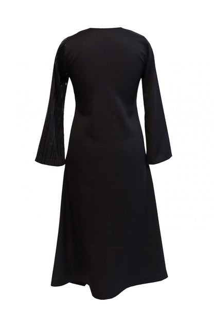 Black Asymmetrical Dress With Leather Cords
