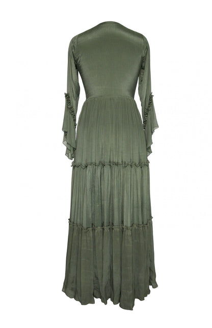 Chiffon Tiered Maxi Dress With TonT Embroidery